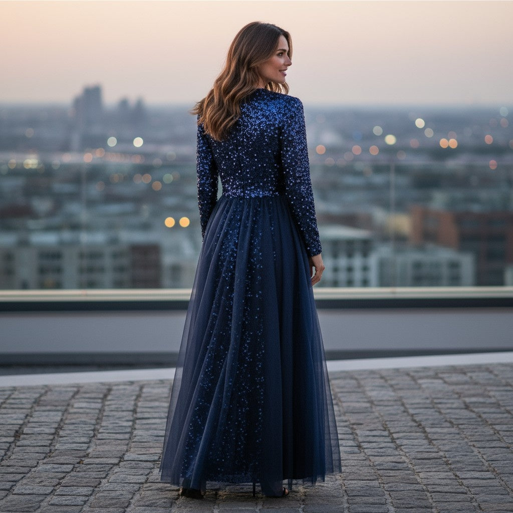 Dazzling Midnight Stardust Gown