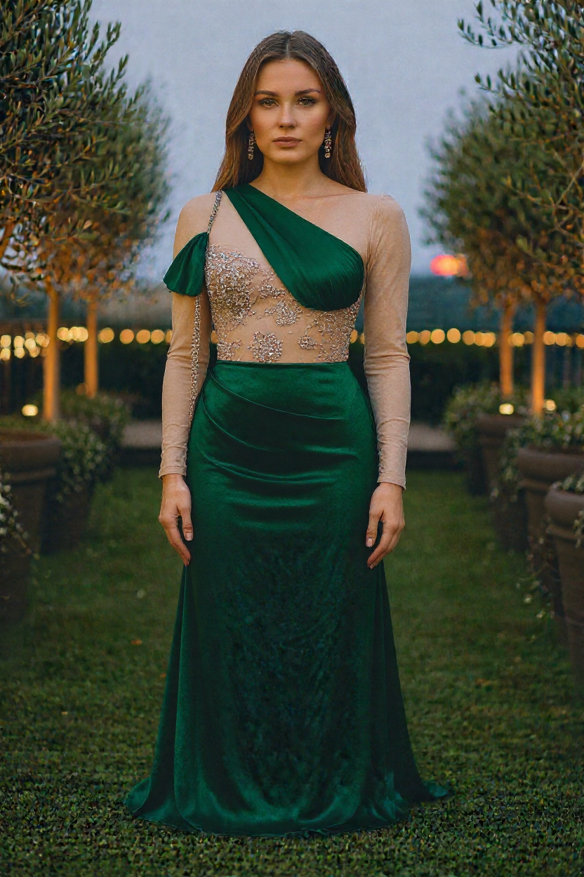 Glamour Unleashed: Sequined Emerald Dream Dress