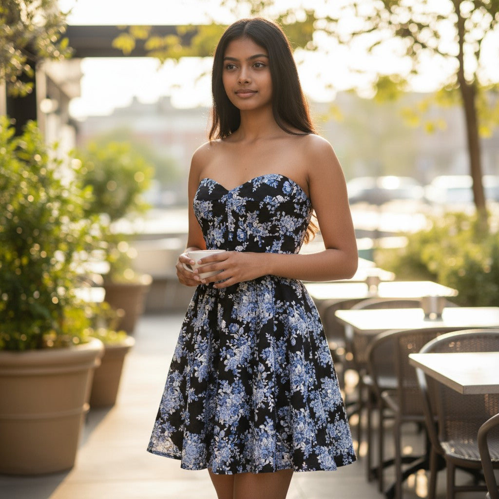 Floral Fantasy Fit-and-Flare Dress: Where Elegance Blooms