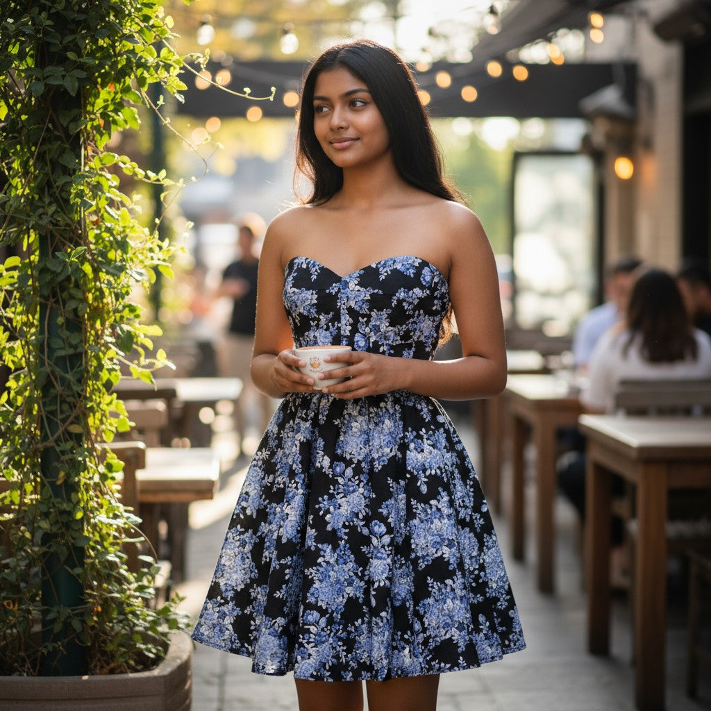 Floral Fantasy Fit-and-Flare Dress: Where Elegance Blooms