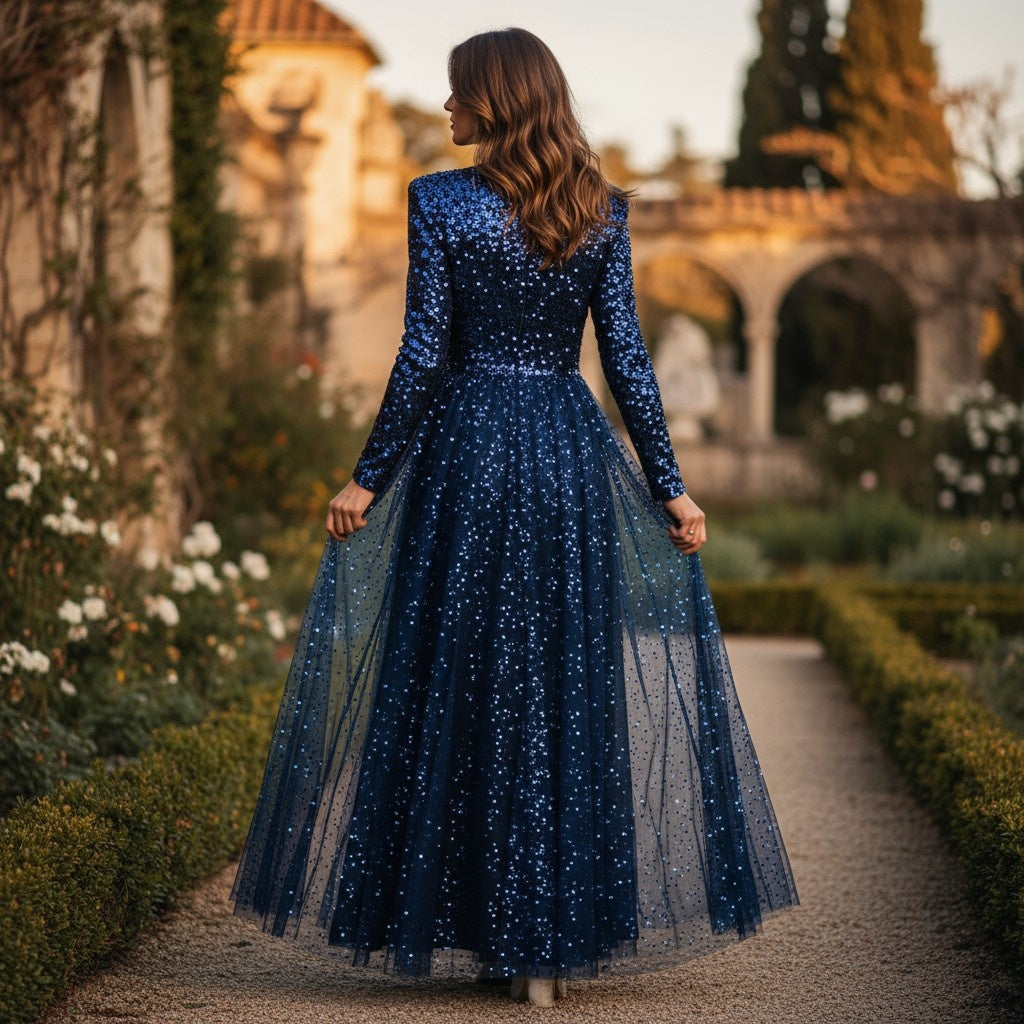 Dazzling Midnight Stardust Gown