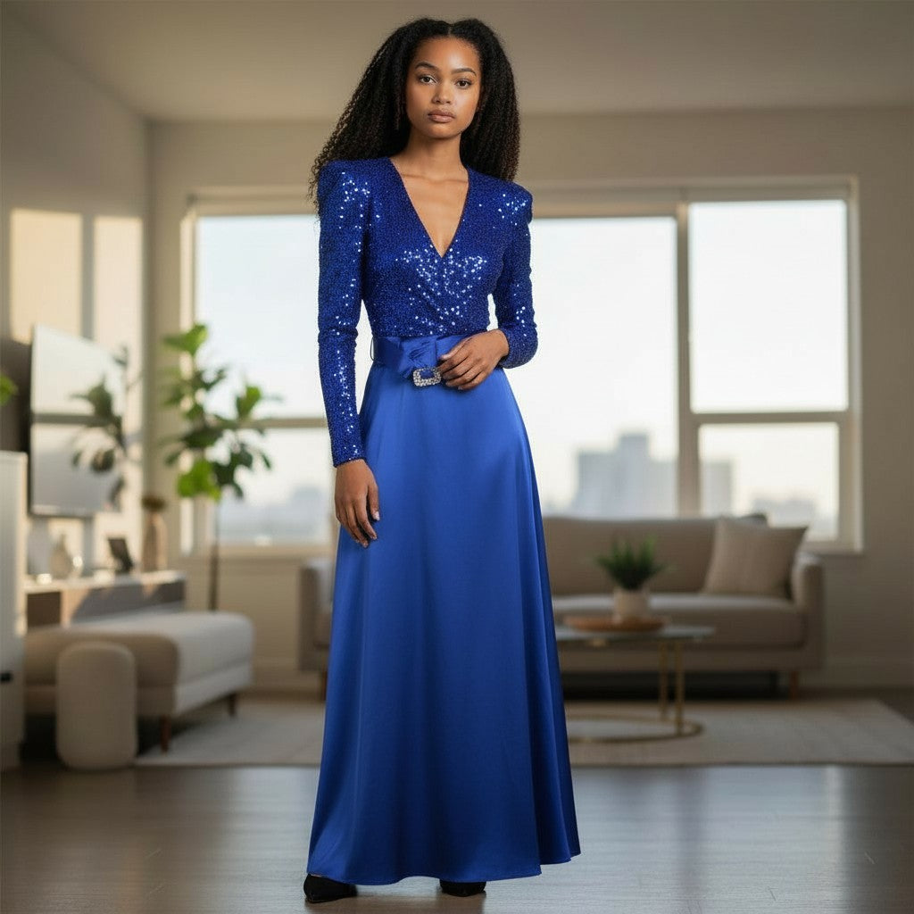 Sequined Party Dress - Azure Enchantment