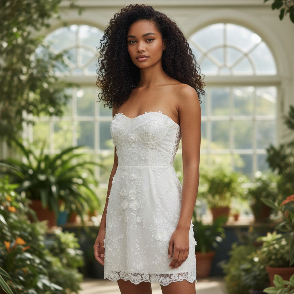 Whimsical White Lace Dream Wedding/Redeption Dress – Float Into Style!