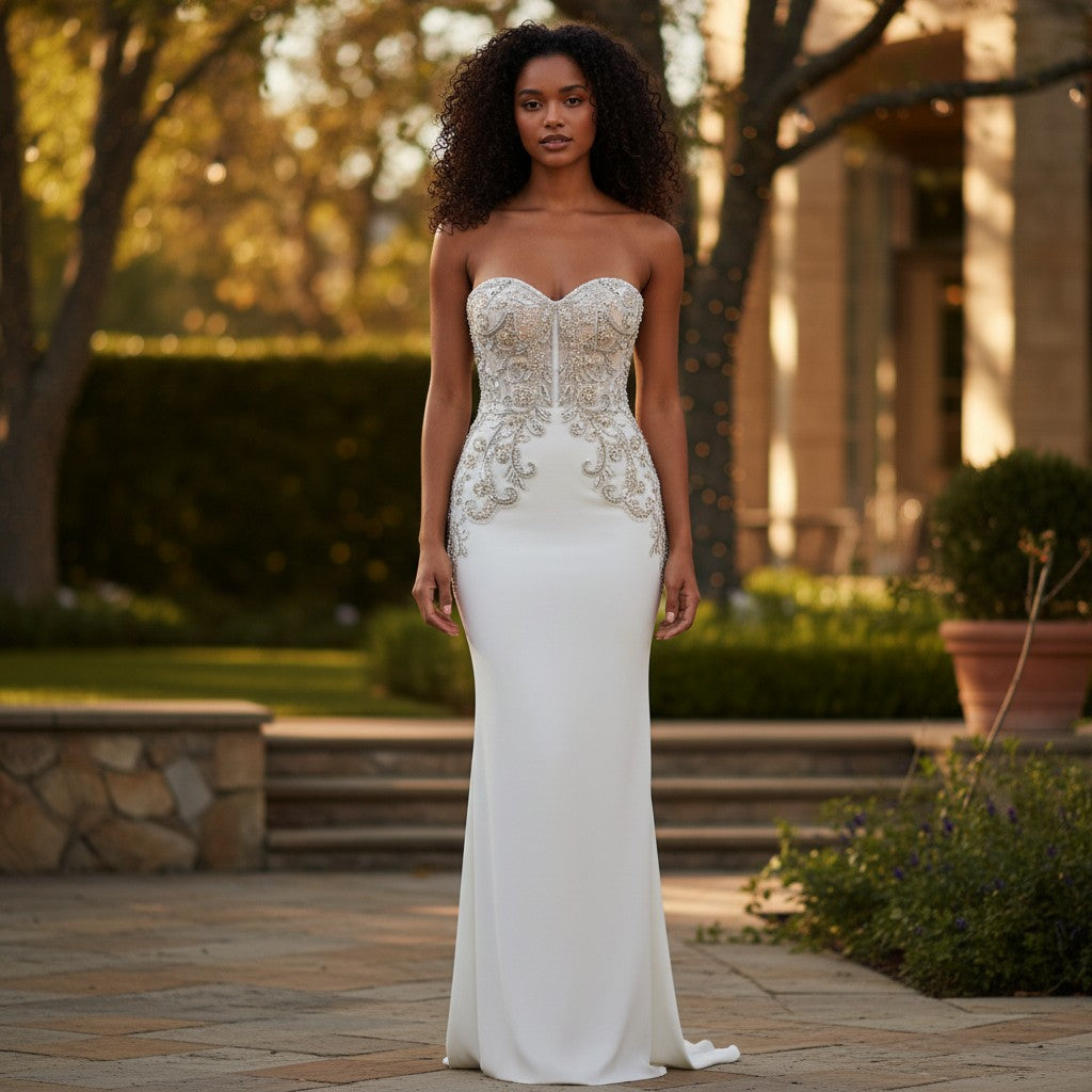 Glamorous Strapless Evening Dress or Bridal Gown